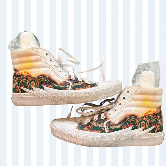 Vans Off The Wall Sk8Hi High Tops Lightning Bolt Sole Multicolor Paisley 9.5W 8M - Picture 3 of 7